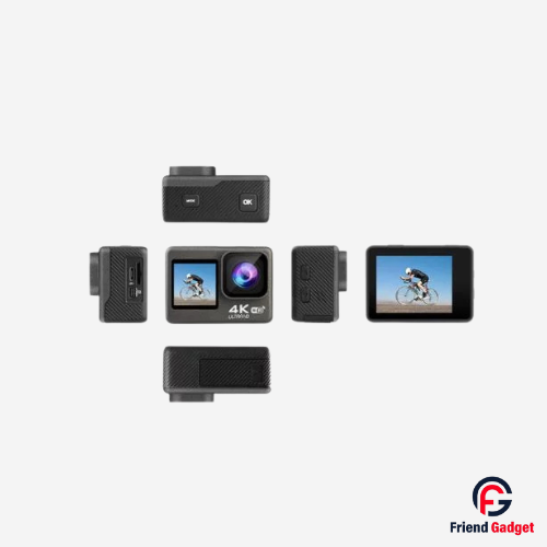 AUSEK AT-Q60TR Combo 4K Dual Screen WiFi Action Camera with Waterproof Case and Ultra HD Video Recording