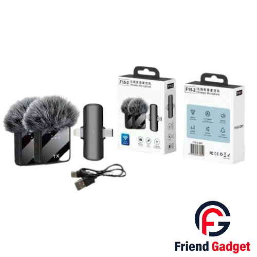 “F15-2 Wireless Lavalier Microphone for iPhone and Android with crystal clear audio, compact and portable design by Friend Gadget BD”