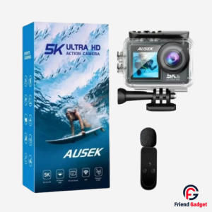 Ausek AT-M40R Touch Wireless Mic Combo 5K WiFi Waterproof Action Camera with Touchscreen and High-Resolution Video