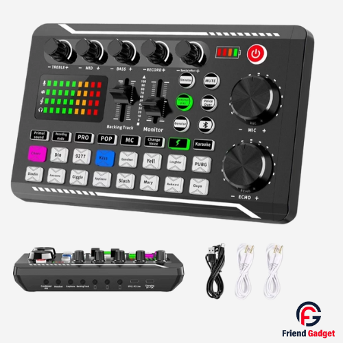 F998 Sound Card with BM800 Condenser Microphone setup for live streaming