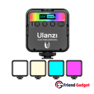 Ulanzi VL49 Rechargeable Light for cameras and smartphones. Portable LED video light perfect for vlogging, streaming, and photography.